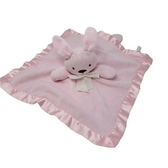 Petit Tresor Pink Bunny Rabbit Security Blanket Lovey Baby Plush 14" Easter - Picture 3 of 4